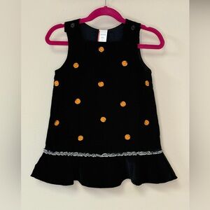 Girls Black & Orange Pumpkin Corduroy Dress, Size 3T